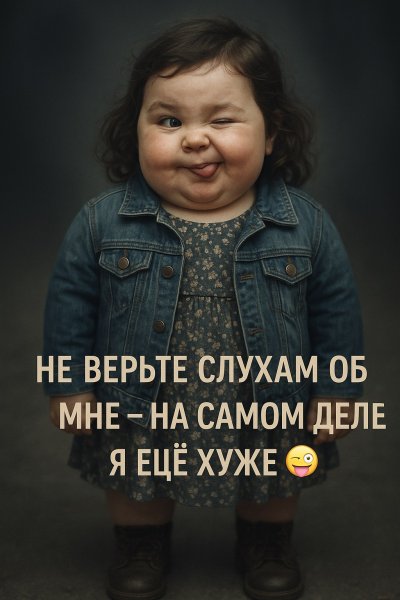 Джинсовая хулиганка: лукавый взгляд и дерзкий комментарий. Нейросеть Sora Image