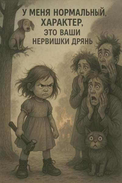Девчушка с молотком против взрослого страха и домашнего хаоса. Изображение из нейросети Sora images Ai