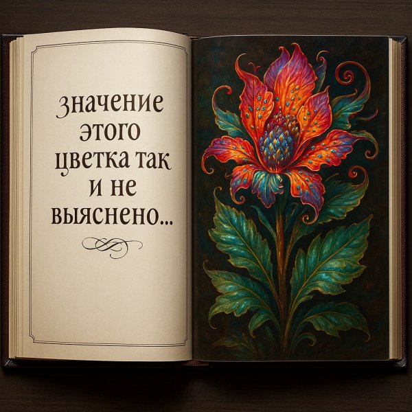 Таинственный цветок в подарочном издании книги с глянцевыми страницами. Нейросеть Sora