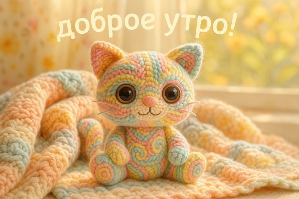 Уютный котенок амигуруми: вязаное чудо в солнечных лучах и нежных тонах. Изображение из нейросети Sora images Ai