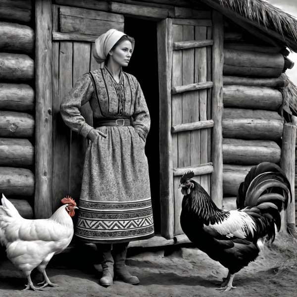 Крестьянская Русь позабытых веков в стиле старой фотографии. Нейросеть Stable Diffusion