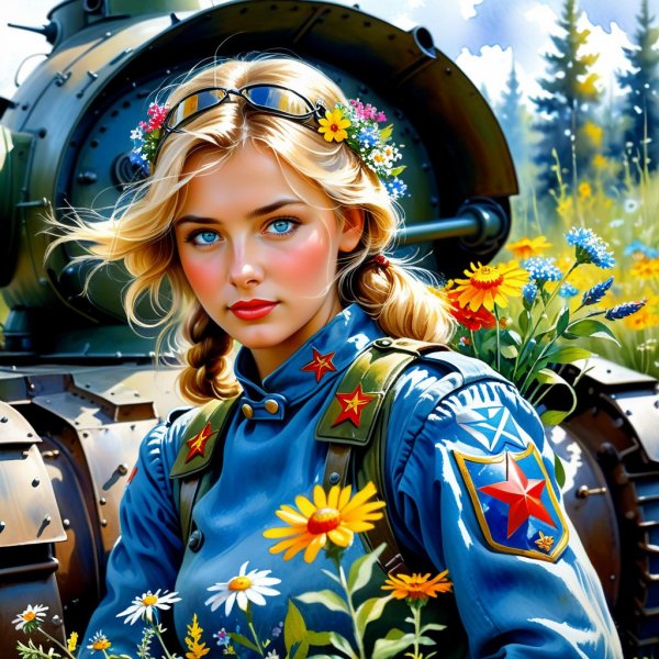 Девушка и танк: взгляд сквозь огонь войны, 1941 год. Нейронная сеть Стейбл Дифьюжн