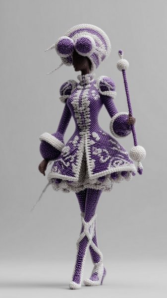 Кукла из бисера и пряжи в стиле трансylvanian folk art. Изображение из нейросети Midjourney