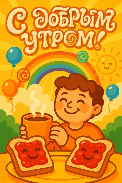 Утро полное радости: сладости, кофе и яркие краски дня. Генерация из нейронной сети Sora Images