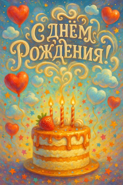 Праздничный торт: взрыв эмоций и сладостей С Днём Рождения!. Картинка из нейросети Sora Ai Images