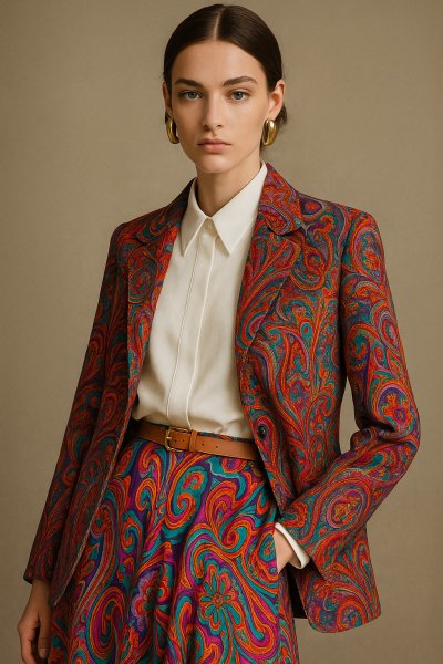 Минимализм и богемность: гармония стиля Jil Sander и Etro. Картинка из нейронной сети Sora Image