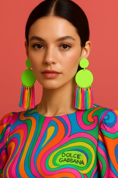 Неоновый блеск и психоделический шик: Dolce   Gabbana в ярких красках. Картинка из нейросети Sora Images