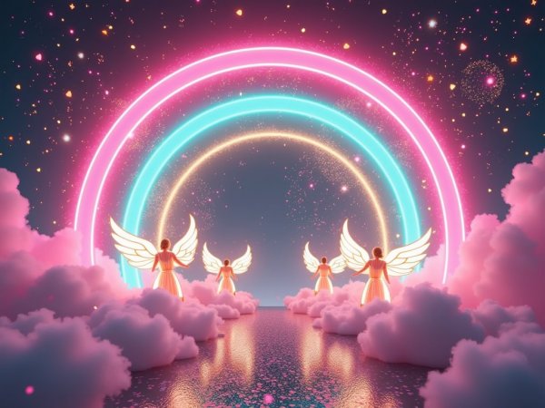 Неоновые арки и фейерверки любви: гиперреалистичное великолепие в объеме. Нейросеть Flux 1
