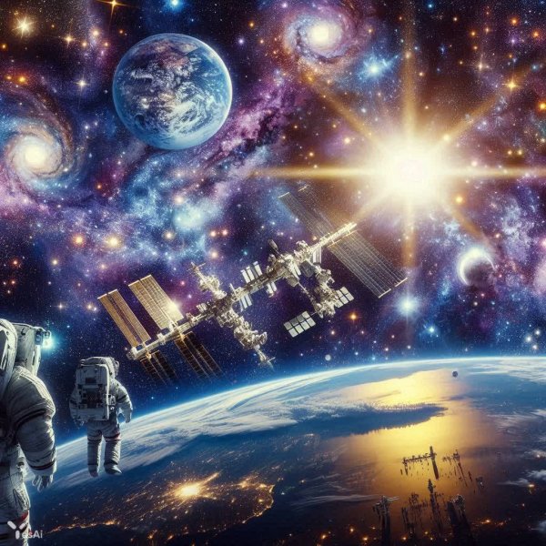 Космическая одиссея: Земля и звёздные дали в лучах будущего. Нейросеть Далли 3