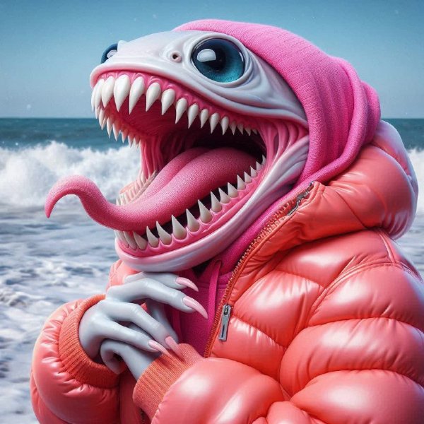 Яркое приключение: розовый пух, море и тропический настрой. Изображение из нейронной сети Dalle 3
