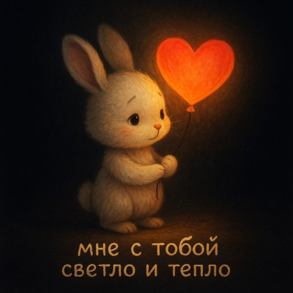 Загадочный светлый заяц в темноте: нежность и теплая магия любви. Генерация из нейронной сети Sora Images