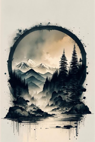 LoRA ID: 78605. Ink scenery