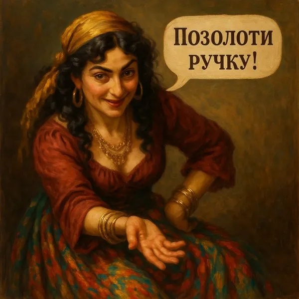 Загадочная красавица с востока. Цыганская магия и золото в каждой детали портрета. Генерация из нейросети Sora
