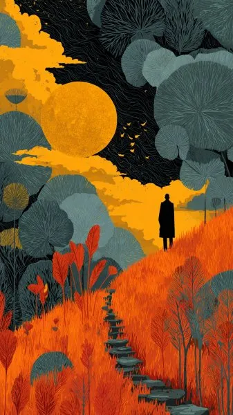 Закат на холме: одиночество и красота цифрового искусства. Генерация из нейросети Миджорни