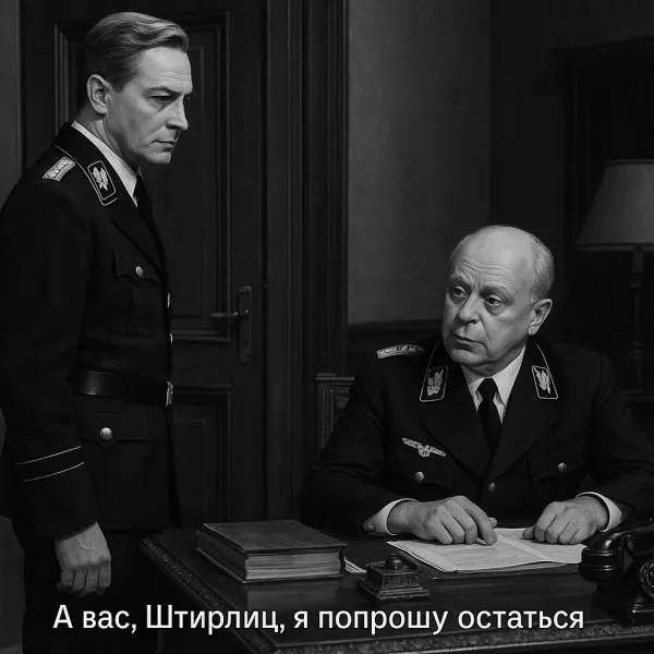 Встреча у старинной двери: Штирлица просят задержаться. Нейронная сеть Sora images Ai