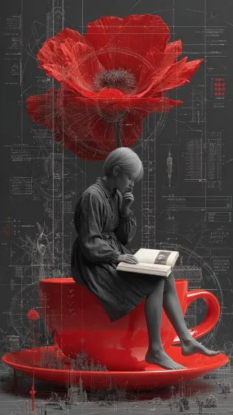 Вампир и роза: геометрия чувств на монохромном фоне. Генерация из нейронной сети Миджорни