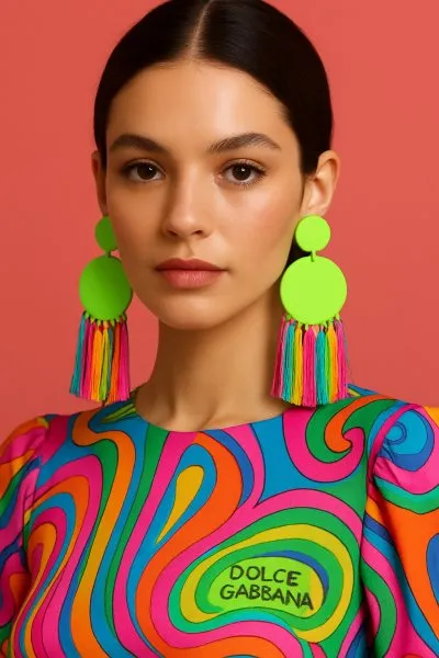 Неоновый блеск и психоделический шик: Dolce   Gabbana в ярких красках. Картинка из нейросети Sora Images