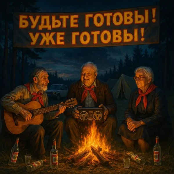 Пионерский костер: воспоминания о прошлом и тревожное предчувствие будущего. Нейронная сеть Sora Ai Images