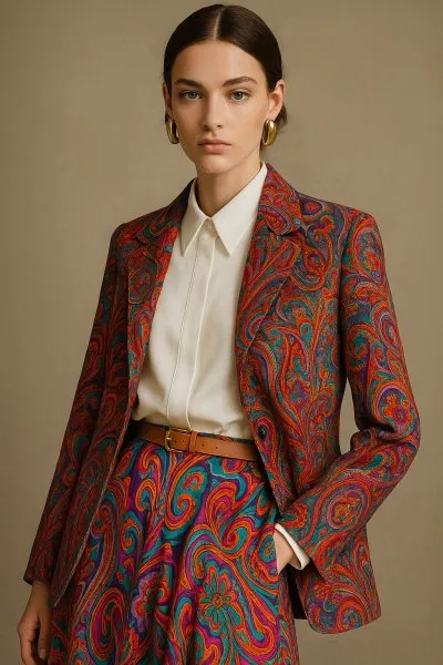 Минимализм и богемность: гармония стиля Jil Sander и Etro. Картинка из нейронной сети Sora Image
