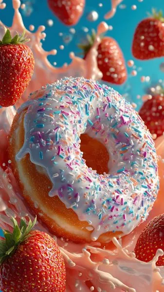 Взрыв вкуса: коралловый неон и яркая бирюза в десертной композиции. Изображение из нейронной сети Миджорни