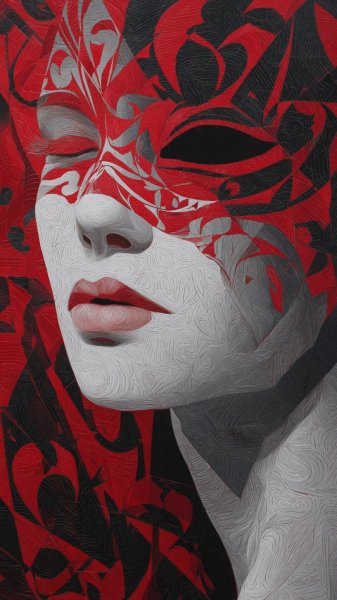 Загадочный портрет: игра цвета и формы в современном искусстве. Картинка из нейронной сети Midjourney