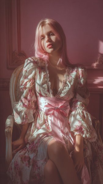 Розовое очарование: элегантность и нежность в стиле editorial fashio. Генерация из нейросети Midjourney