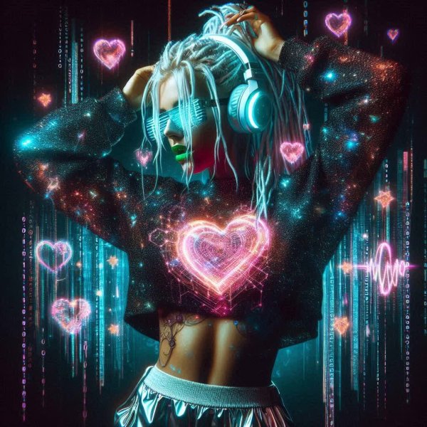 Неоновый гламур: Энергия киберпанка и дерзкий стиль E-Girl. Картинка из нейронной сети Далли 3