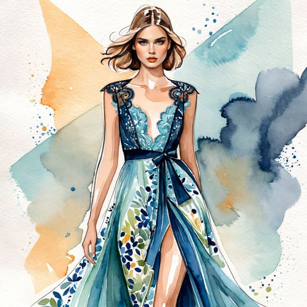 Элегантная мода: сплав Elie Saab и Comme des Garçons для современной девушки. Картинка из нейронной сети Stable Diffusion