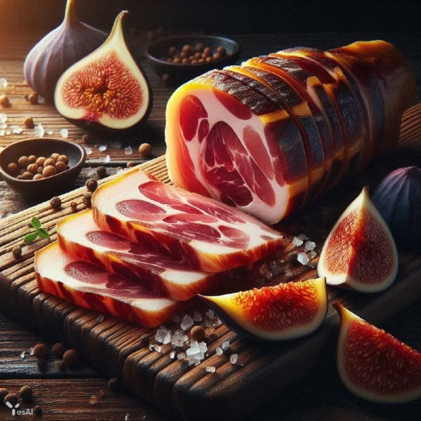 Изысканный хамон: симфония вкуса и аромата в каждом ломтике. Нейронная сеть Dalle 3