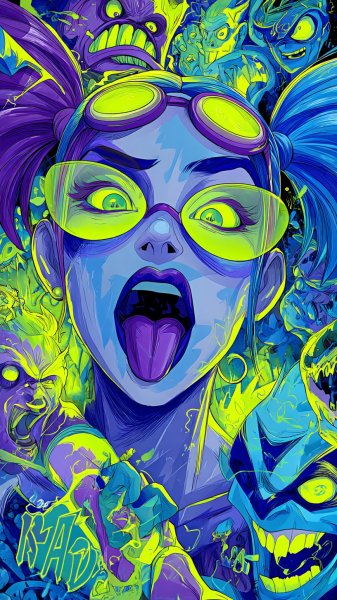Яркая Харли Квин: безудержная энергия комикс-стиля от Bruce Timm. Изображение из нейронной сети Midjourney