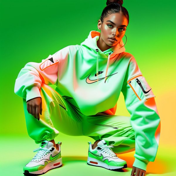 Nike Air: Дерзкий стиль в неоновом свете городской динамики. Картинка из нейронной сети Stable Diffusion