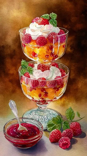 Ягодное наслаждение: романтика акварели и летнего вкуса. Изображение из нейронной сети Миджорни