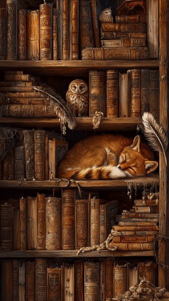 Библиотека живых существ: сказочный мир природы и книг в деталях. Изображение из нейросети Midjourney