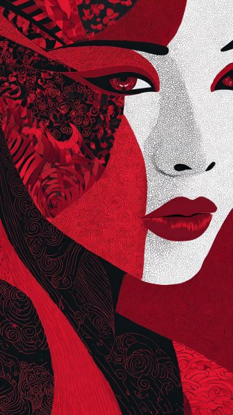 Таинственный облик: симметрия, цвет и энергия в портрете женщины. Изображение из нейронной сети Миджорни