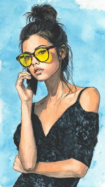 Стильный образ: мода, краски и дерзкий акцент в голубой студии. Нейронная сеть Миджорни