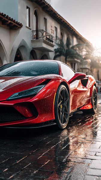 Красный Ferrari в Монако: фотореалистичная роскошь и динамика итальянского спорта. Изображение из нейронной сети Midjourney
