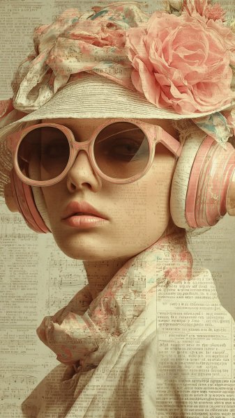 Ретро леди с цветком: нежность классики в пастельных тонах. Изображение из нейросети Midjourney