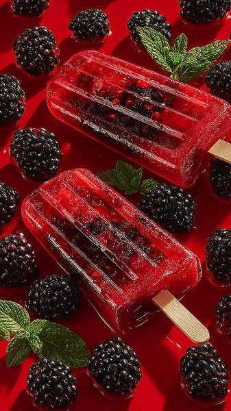 Черника и фрукты: аппетитный десерт в ярком стиле мультфильма. Картинка из нейронной сети Миджорни