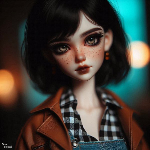 Хрупкая красота: кукла в стиле Integrity Toys с веснушками и каре. Картинка из нейросети Dalle 3