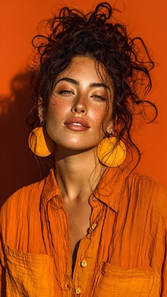 Богемный шик: модель в стильном casual на фоне кораллового света. Генерация из нейронной сети Midjourney