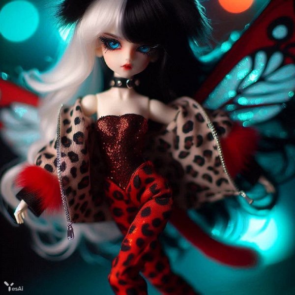 Кукла-химера: дерзкий образ в стиле Integrity Toys и ярких акцентах. Изображение из нейронной сети Dalle 3