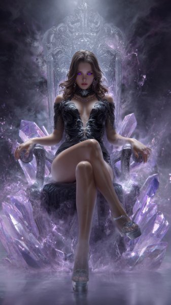 Королева из тумана и неоновых искр: портрет юной властительницы. Нейросеть Midjourney