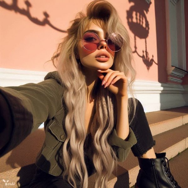 Готическая хулиганка: селфи в стиле Polaroid с жемчугом и цветами. Картинка из нейронной сети Dalle