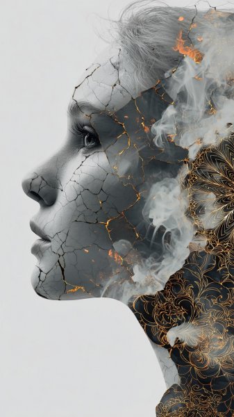 Хрупкость и тайна: двойная экспозиция в сюрреалистичной фотографии. Изображение из нейросети Миджорни