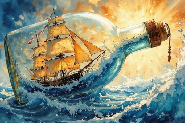Корабль из сказочного мира: волшебное приключение на море и волнах. Генерация из нейронной сети Flux
