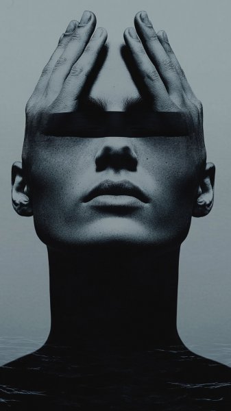 Лицо в тени: сюрреалистичная композиция и игра света. Генерация из нейронной сети Midjourney