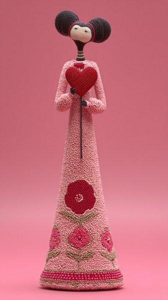 Милая кукла с сердцем: ручная работа в стиле трансylvanian folk art. Нейросеть Миджорни