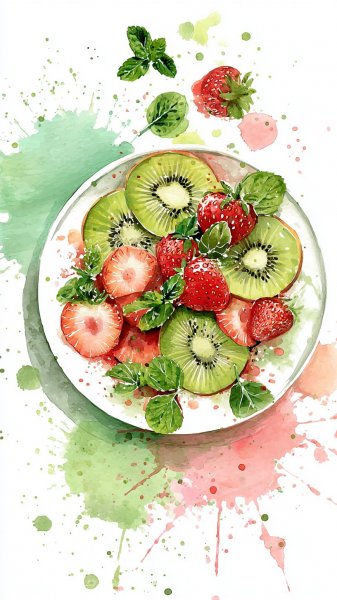 Яркий фруктовый натюрморт акварелью: свежесть и радость в каждом кусочке. Изображение из нейросети Миджорни