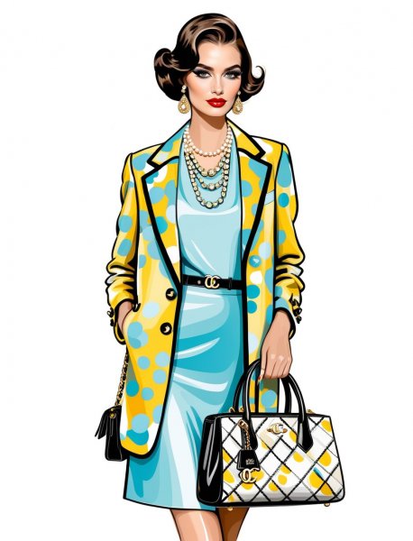 Элегантная эклектика: Модный сплав Moschino и Chanel в ярких деталях. Нейросеть Stable Diffusion