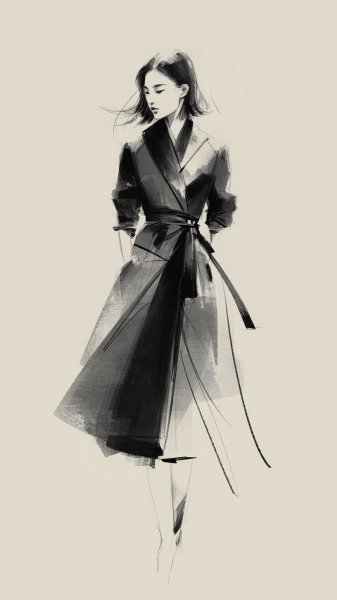 Мода: Классика Dior в минимализме Yamamoto, цифровой скетч. Нейросеть Миджорни
